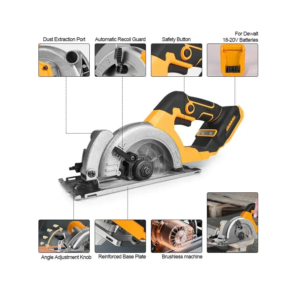 Scie circulaire sans fil 1000W pour batterie Dewalt 20V – photo 2