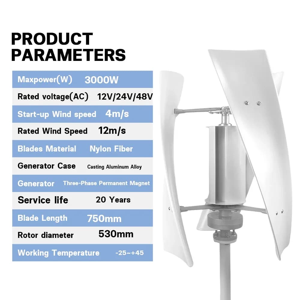 Éolienne verticale EKPAOWE 3000W pour site isolé – photo 4