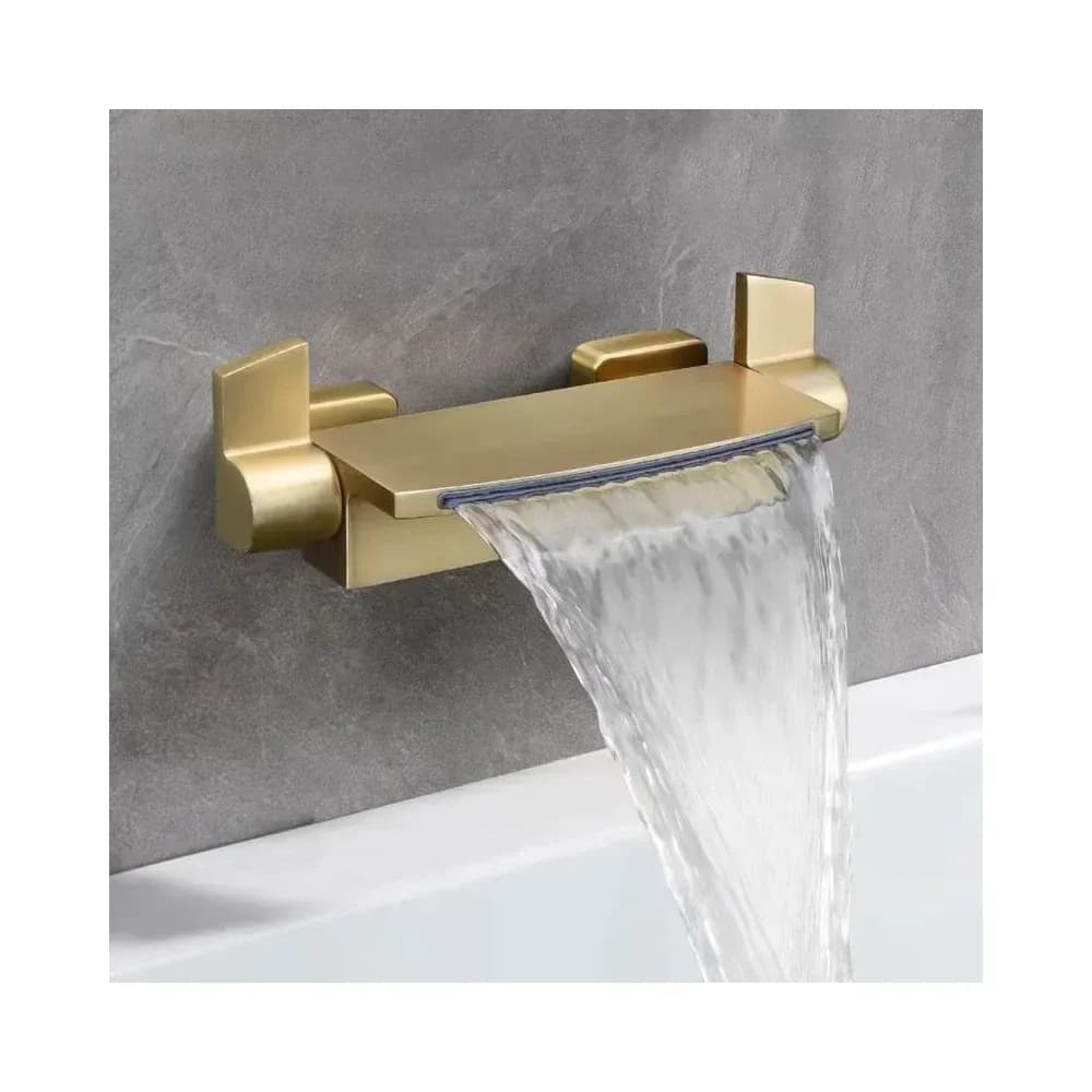 Mitigeur de baignoire cascade en laiton or brossé