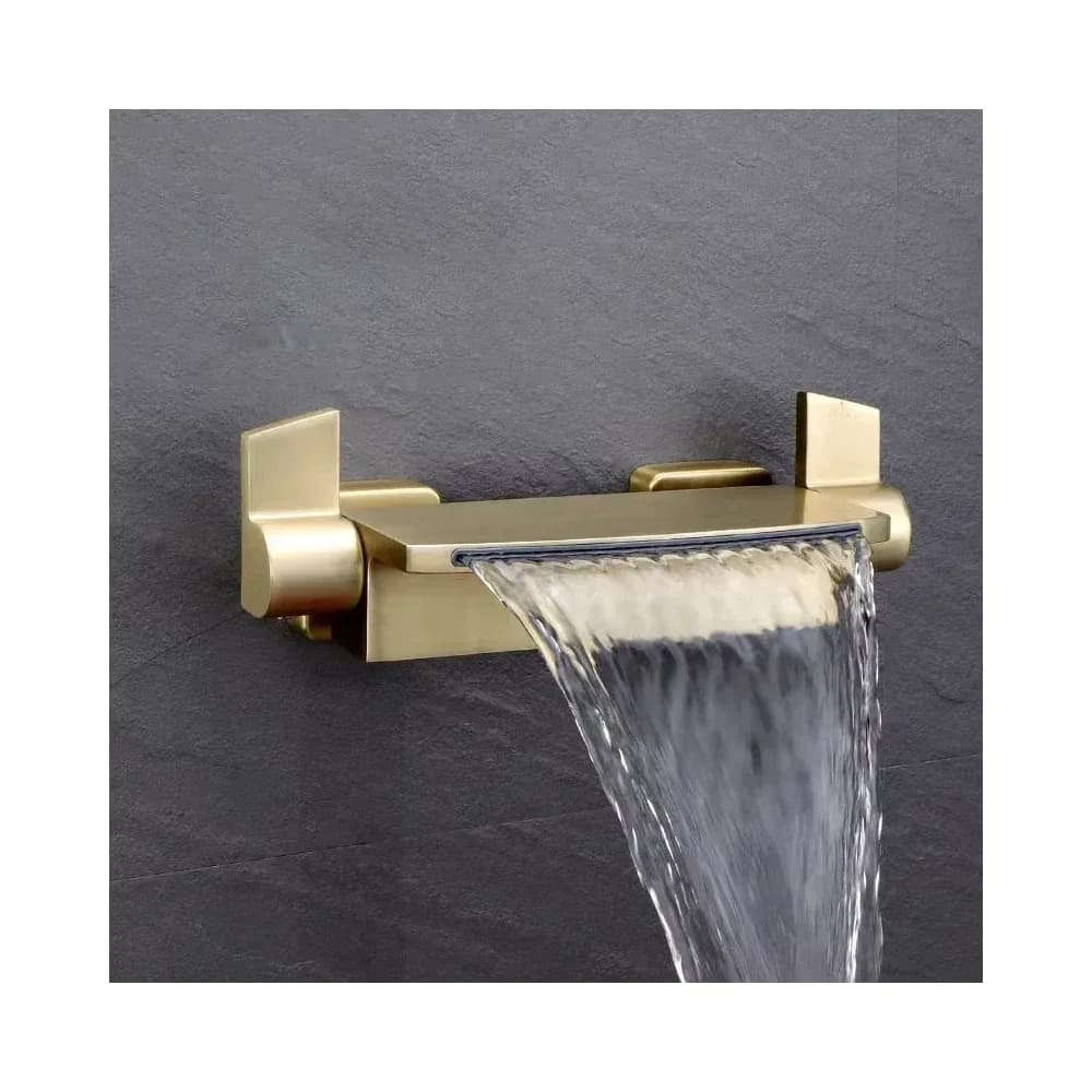 Mitigeur de baignoire cascade en laiton or brossé – photo 4