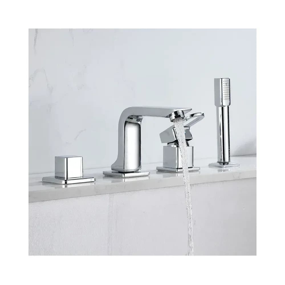 Robinet de baignoire avec douchette extractible, 4 pièces – photo 2