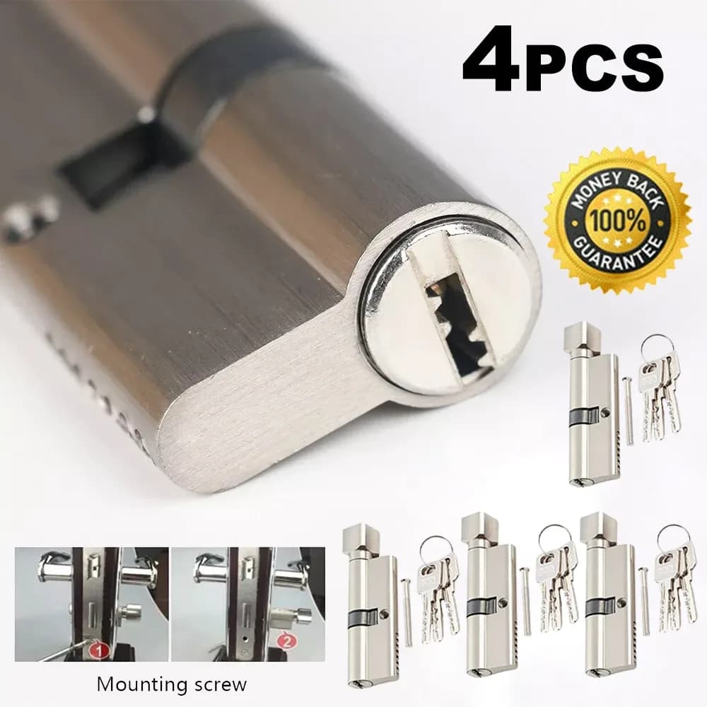 Lot de 4 cylindres de serrure 70 mm avec clés