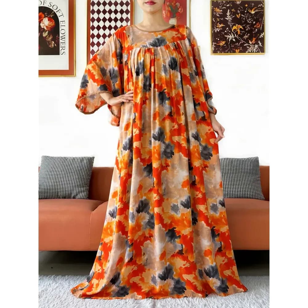 Abaya ample tie-dye avec grand foulard – photo 5