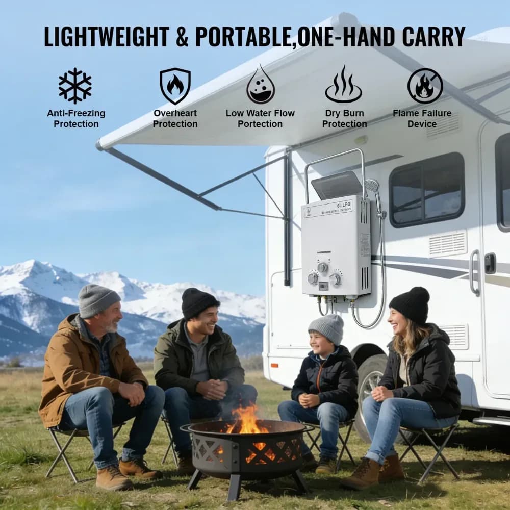 Chauffe-eau à gaz portable SIHAO 6 L pour le camping – photo 6