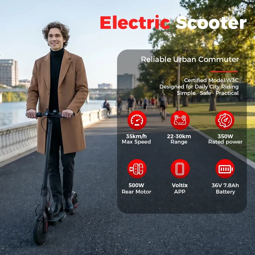 Trottinette électrique W3C 500W, autonomie 22 à 30 km – photo 7