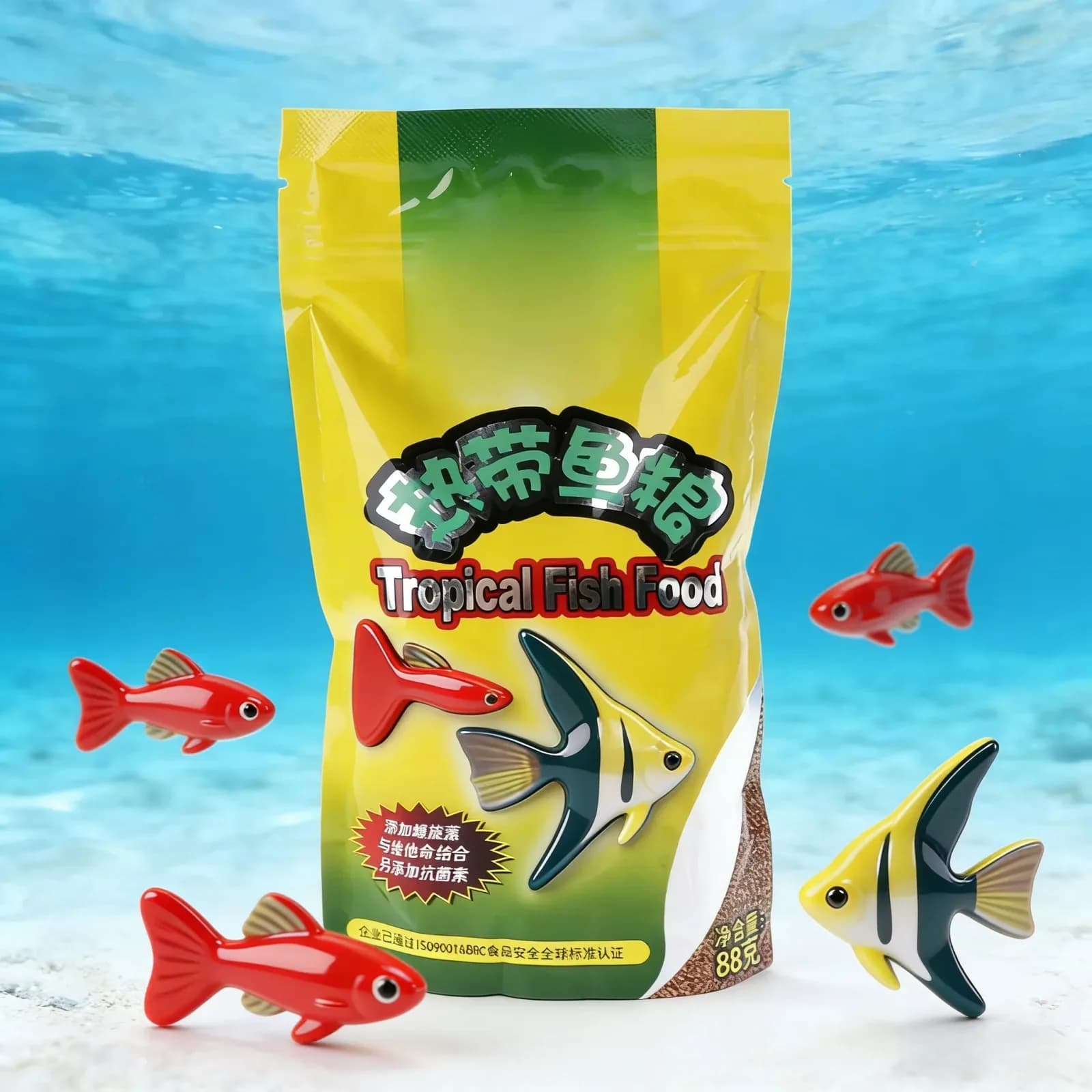 Nourriture pour poissons tropicaux - 88g, formule nutritive à haute teneur en protéines, antibiotiques ajoutés pour poissons tropicaux d'aquarium – photo 2