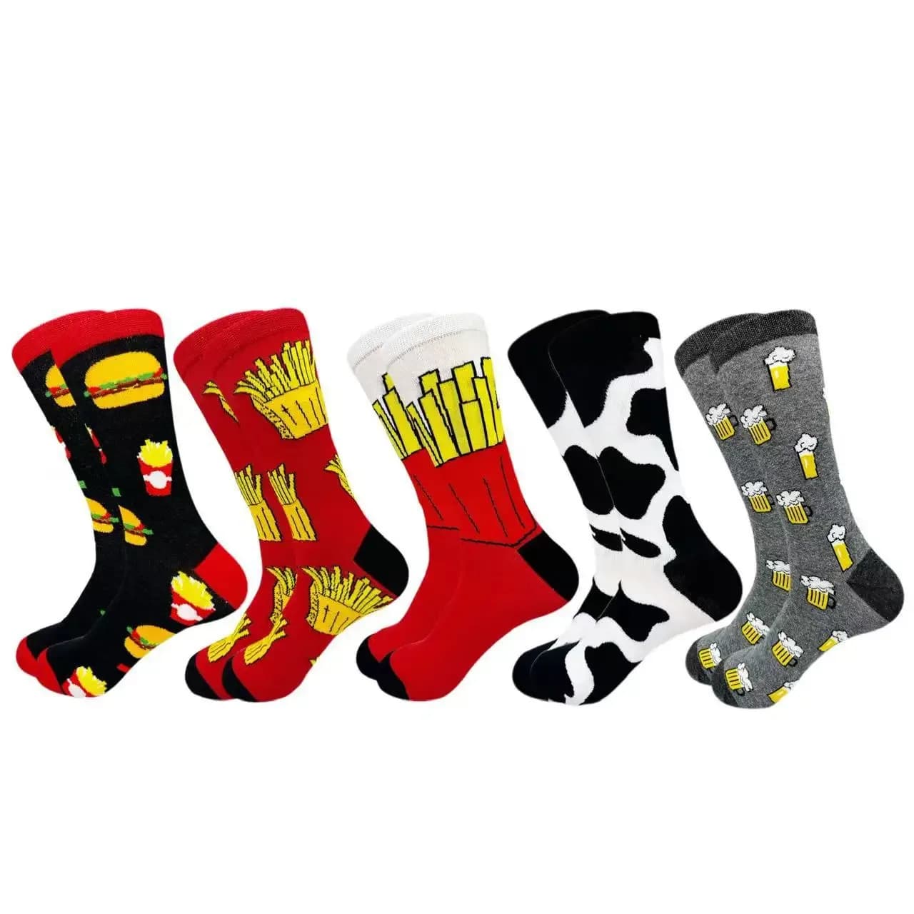 Sports flou athlétique automne hiver mode longue chaussette dessin animé nourriture frites hamburgers vaches bière sucettes à la mode B7W164 – photo 3