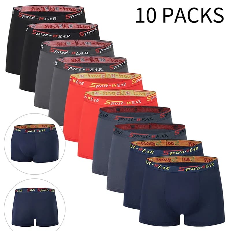 Ensemble de 5/10 pièces de sous-vêtements tendances pour hommes, pantalons à coins plats, confortables, grande taille, couleur, short à taille élastique – photo 6
