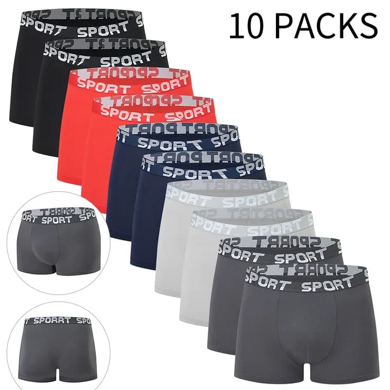 Ensemble de 5/10 pièces de sous-vêtements tendances pour hommes, pantalons à coins plats, confortables, grande taille, couleur, short à taille élastique – photo 5