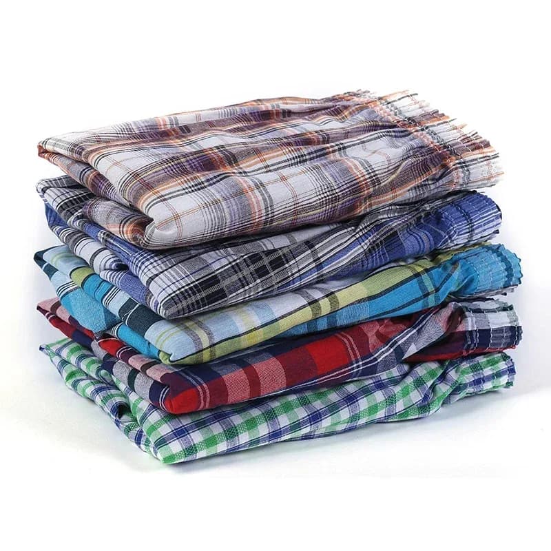 Lot de 3/5/7 pièces de boxers amples à carreaux pour hommes, sous-vêtements décontractés avec taille élastique et boutons, shorts tissés pour la maison – photo 4