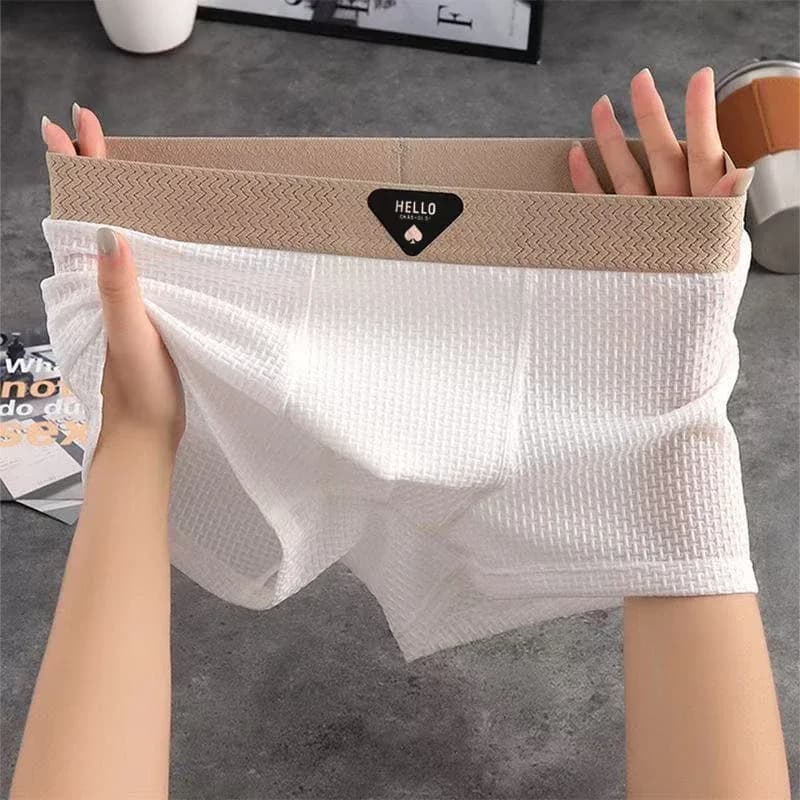 4 pièces Boxer pour hommes sous-vêtements en soie glacée grande taille caleçons Cool respirant Sexy mince culotte maille Lingerie vente en gros Lots – photo 6