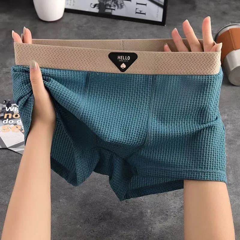 4 pièces Boxer pour hommes sous-vêtements en soie glacée grande taille caleçons Cool respirant Sexy mince culotte maille Lingerie vente en gros Lots – photo 3