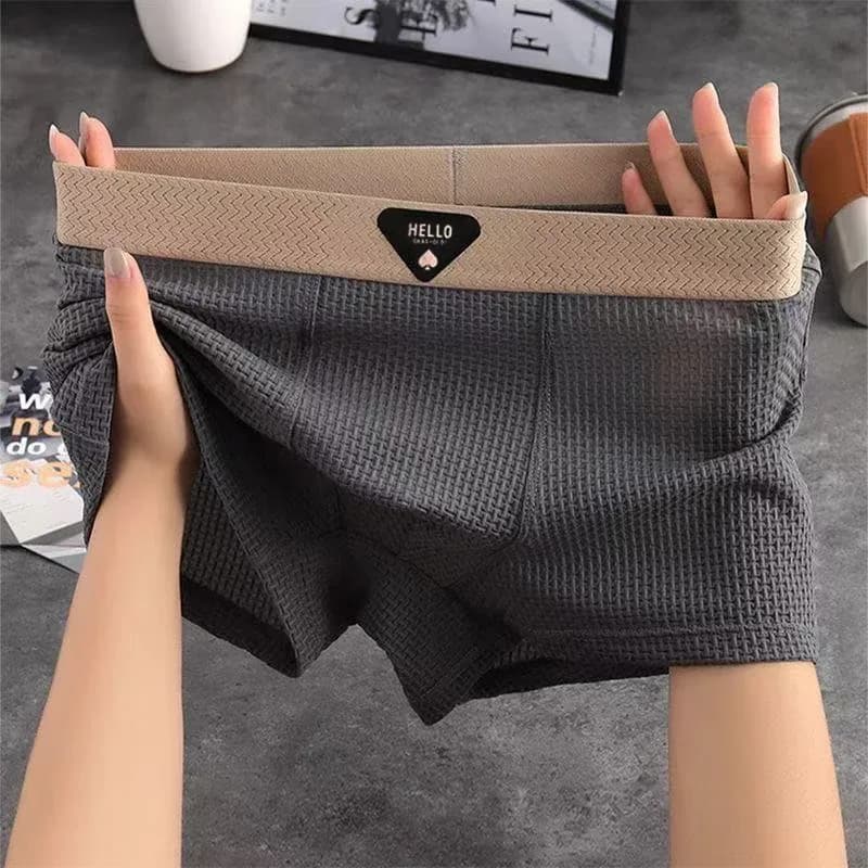 4 pièces Boxer pour hommes sous-vêtements en soie glacée grande taille caleçons Cool respirant Sexy mince culotte maille Lingerie vente en gros Lots – photo 5