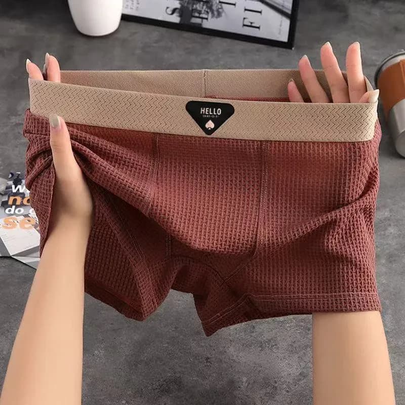 4 pièces Boxer pour hommes sous-vêtements en soie glacée grande taille caleçons Cool respirant Sexy mince culotte maille Lingerie vente en gros Lots – photo 4