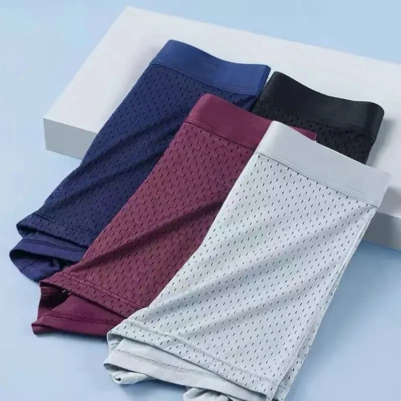 5 pièces/sous-vêtements pour hommes été glace sous-vêtements en soie grande taille culotte Cool respirant Sexy Boxer culotte maille sous-vêtement confort L-5XL – photo 3