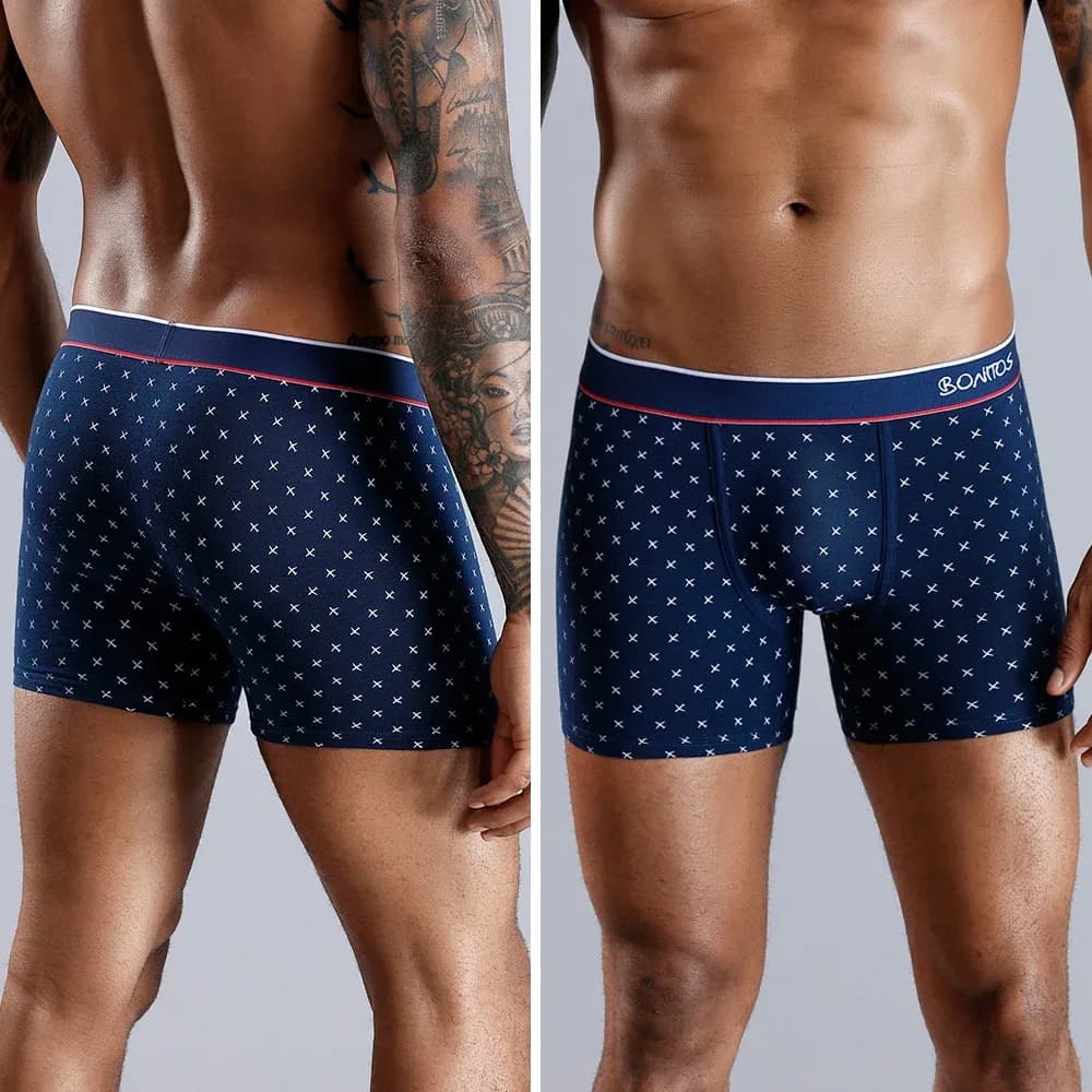 Lot de 4 boxers en coton doux pour homme, avec ceinture à lettres BONITOS, sous-vêtements sexy pour homme – photo 4