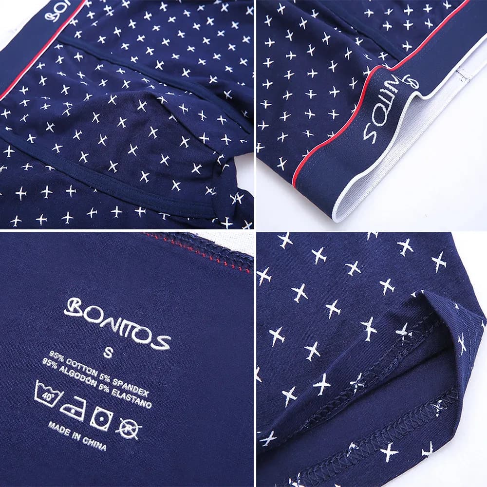 Lot de 4 boxers en coton doux pour homme, avec ceinture à lettres BONITOS, sous-vêtements sexy pour homme – photo 3