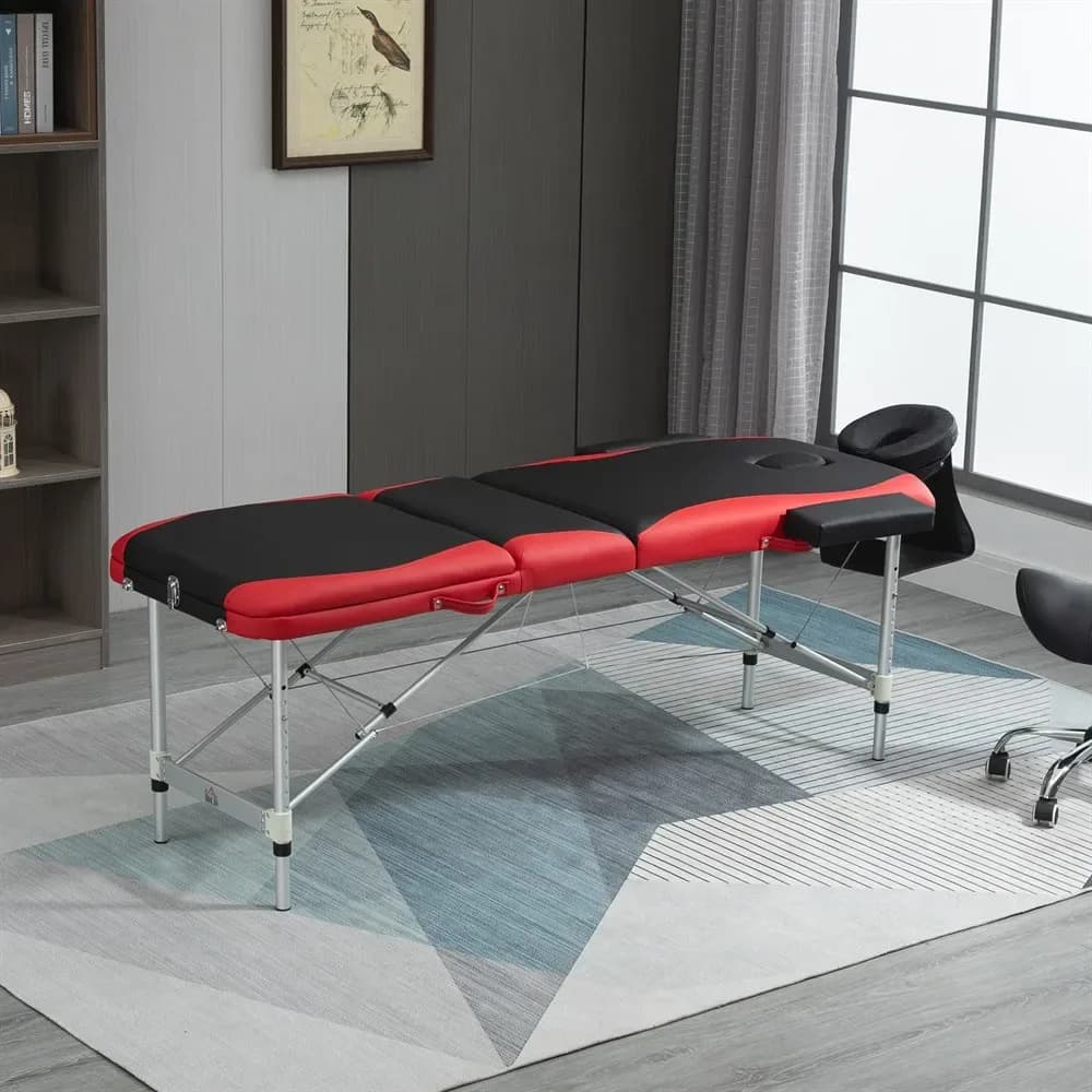 Table de massage pliante en bois Homcom 185 x 60 cm, table de thérapie et de tatouage – photo 2