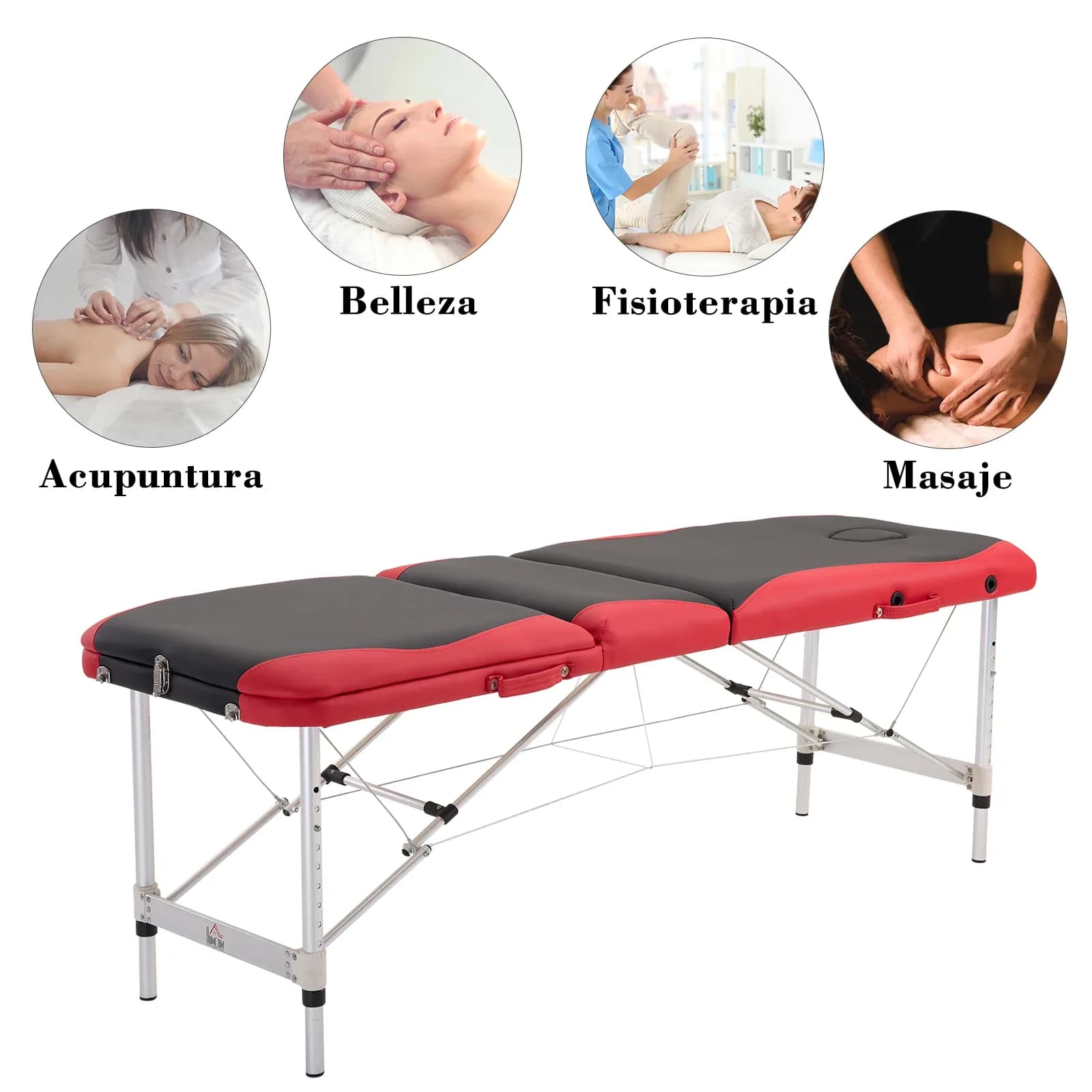 Table de massage pliante en bois Homcom 185 x 60 cm, table de thérapie et de tatouage – photo 5