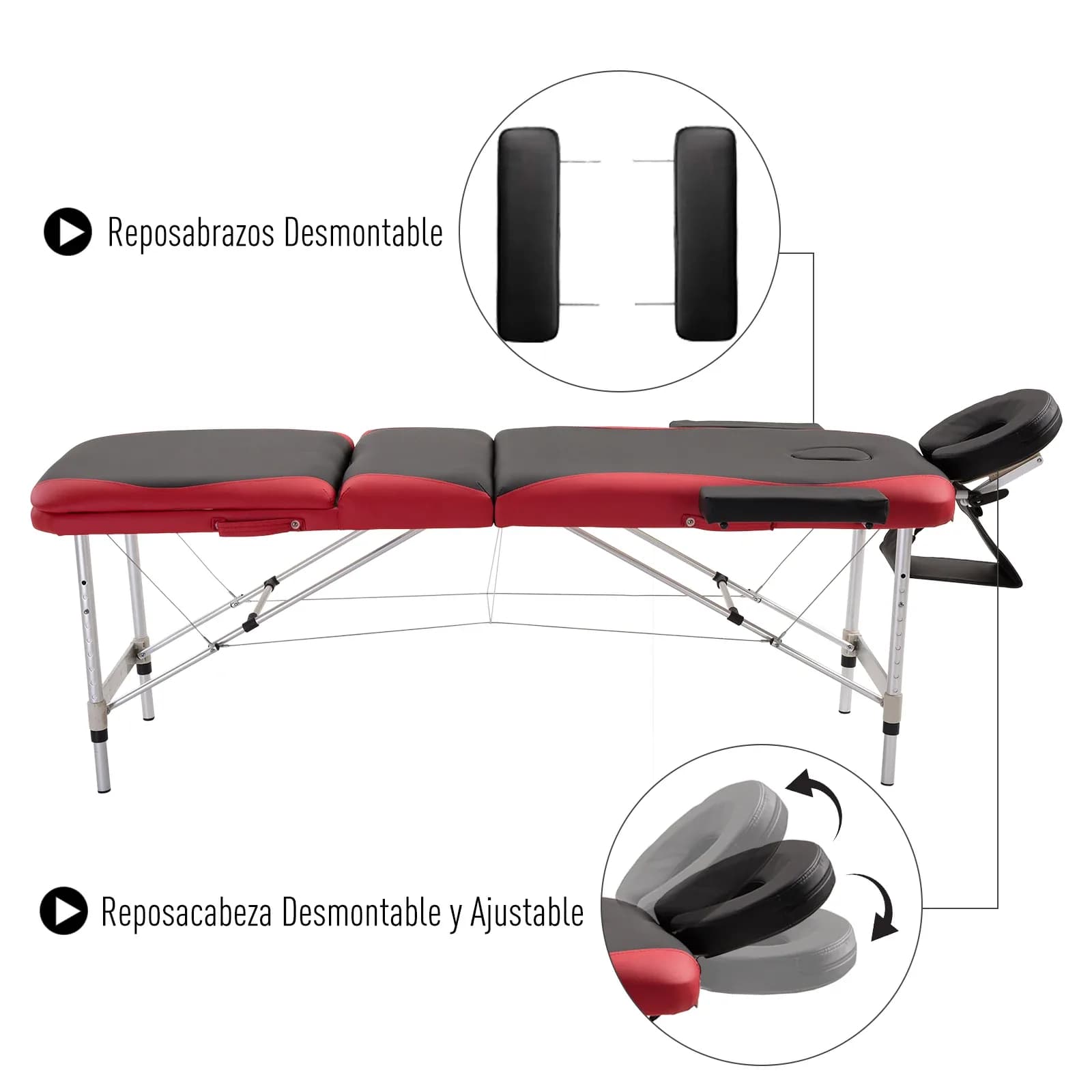 Table de massage pliante en bois Homcom 185 x 60 cm, table de thérapie et de tatouage – photo 4