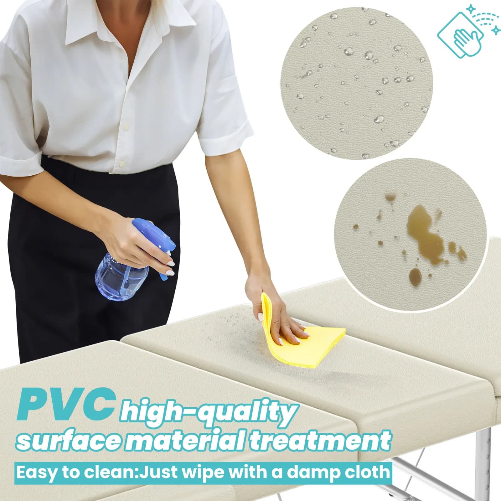 Table de massage pliante avec accoudoirs et appui-tête, table de massage portable réglable en hauteur de 62 à 83 cm, cadre en aluminium léger, capacité de charge de 230 kg, lit de salon mobile pour thérapie, spa, massage et soins de beauté à domicile – photo 7