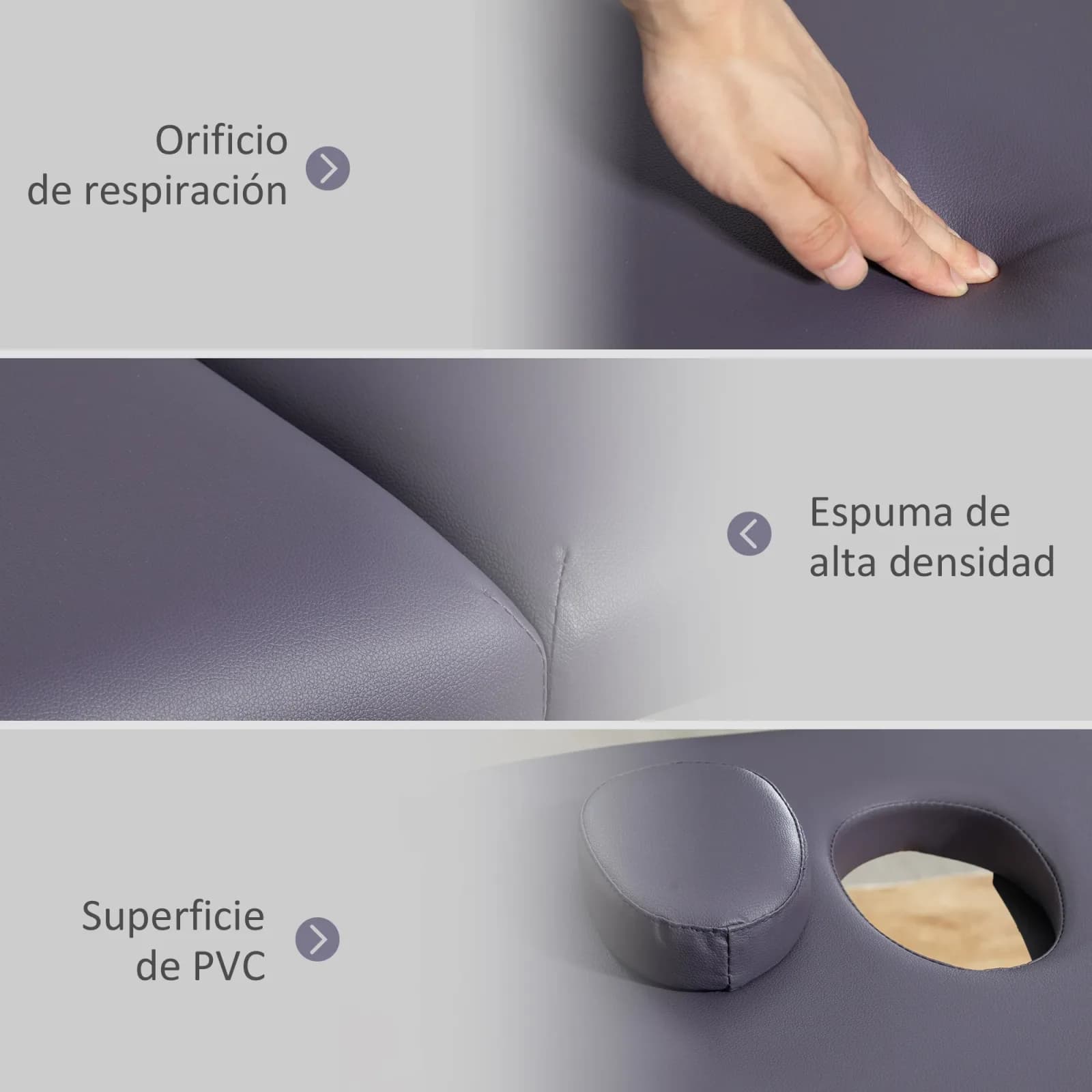 Table de massage pliante Homcom avec appui-tête, dimensions 186 x 60 x 58-81 cm, couleur violette. – photo 5