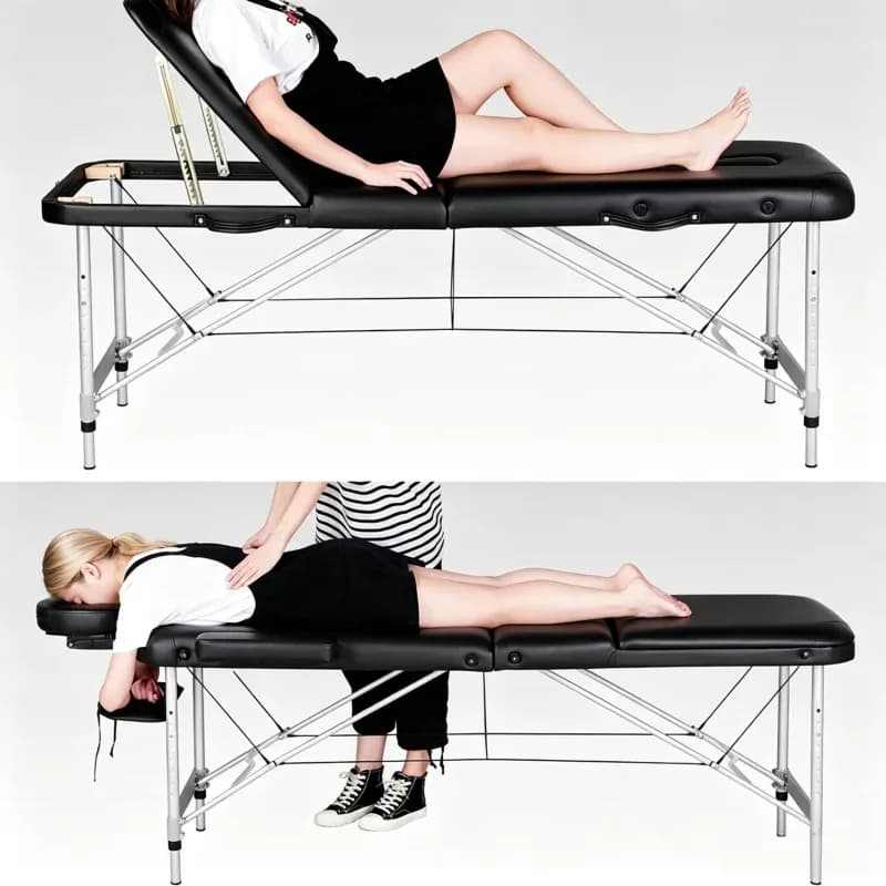 Table de massage mobile 3 zones, lit de massage, table de massage de 60 cm de large, hauteur réglable, pieds en aluminium avec appui-tête et sac de transport, charge maximale 250 kg – photo 3