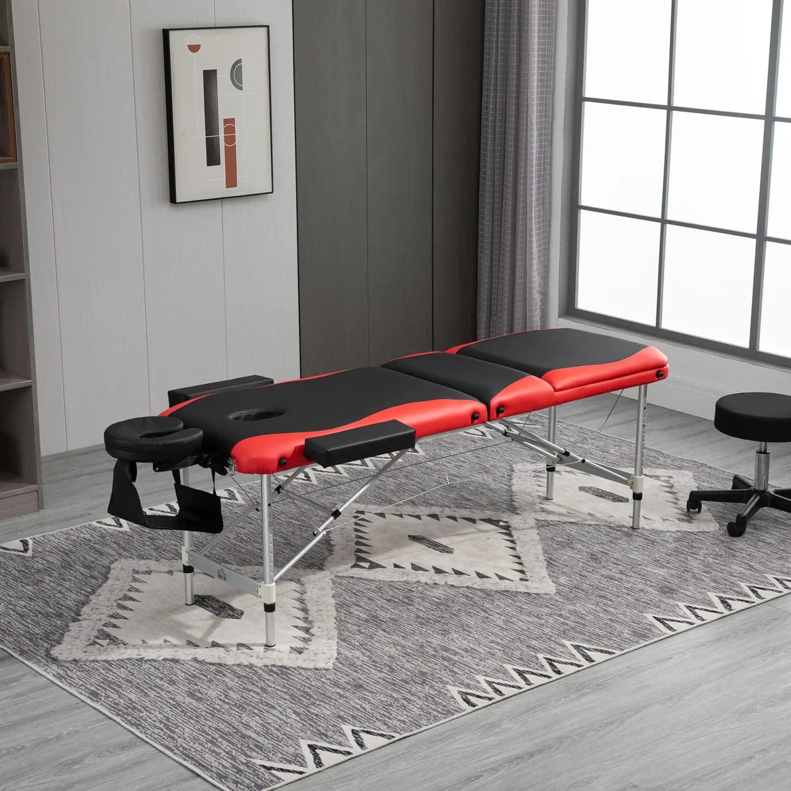 Homcom Table de massage pliante et portable 215X81X61-84 cm Table réglable en hauteur avec appui-tête et accoudoirs – photo 2