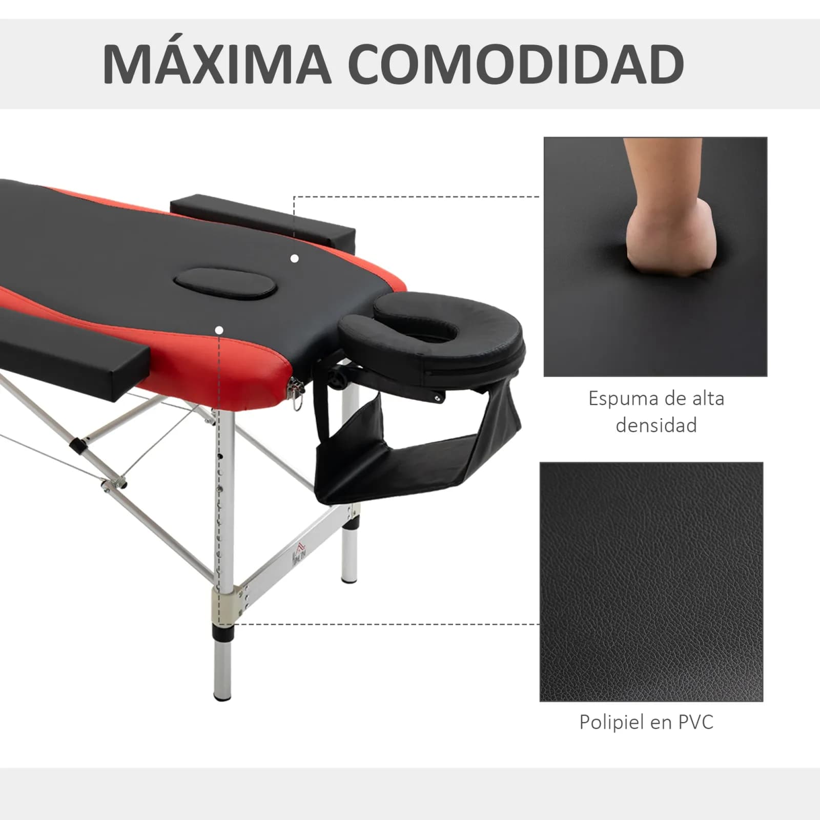 Homcom Table de massage pliante et portable 215X81X61-84 cm Table réglable en hauteur avec appui-tête et accoudoirs – photo 6