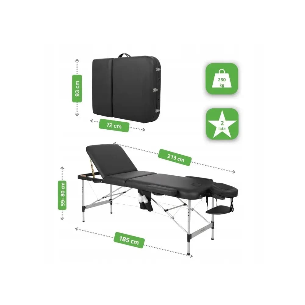 Table de massage pliante Homcom en aluminium, 215 × 81 cm, noir et rouge – photo 2