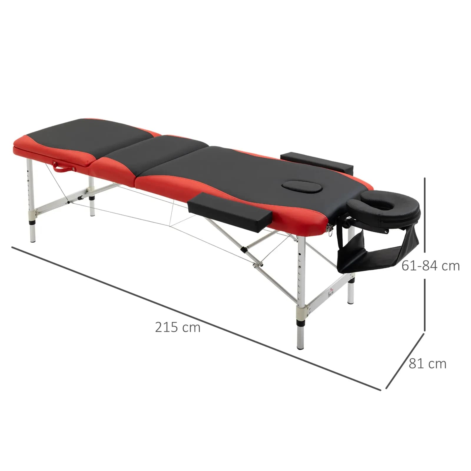 Homcom Table de massage pliante et portable 215X81X61-84 cm Table réglable en hauteur avec appui-tête et accoudoirs – photo 3