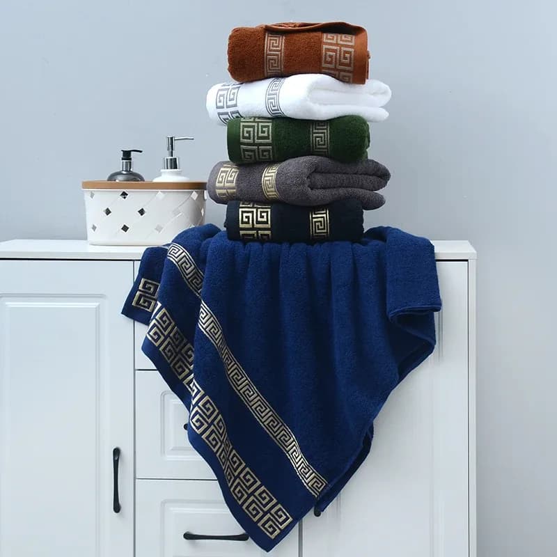 Serviettes de bain en coton noir, couverture 34x74cm/70x140cm, serviette de bain brodée de qualité hôtelière pour adultes, cadeau de noël, 1/5/10 pièces – photo 4