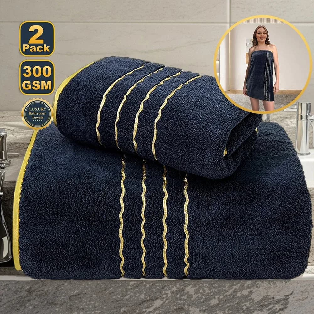 Ensemble de serviettes de bain 2/3/6/8 pièces, blanc et gris avec accents dorés, serviettes douces et absorbantes de qualité supérieure pour la maison, l'hôtel et la salle de bain – photo 4