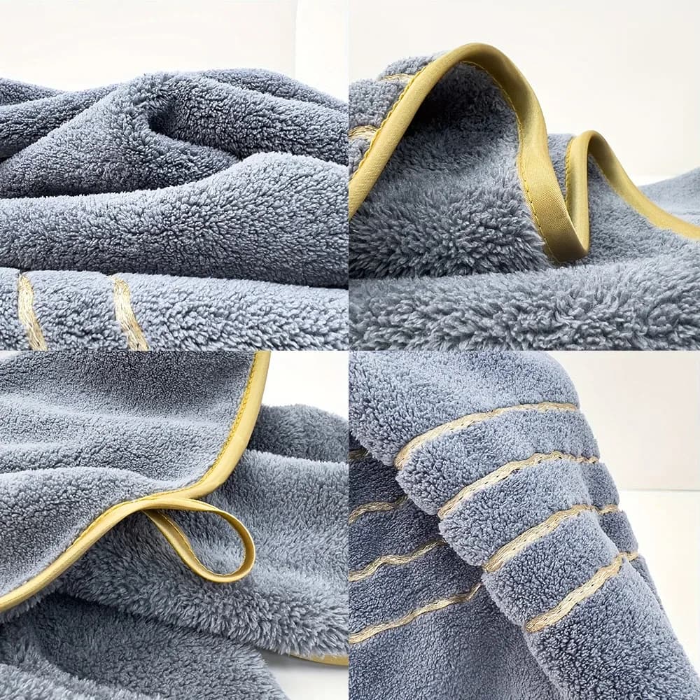 Ensemble de serviettes de bain 2/3/6/8 pièces, blanc et gris avec accents dorés, serviettes douces et absorbantes de qualité supérieure pour la maison, l'hôtel et la salle de bain – photo 3