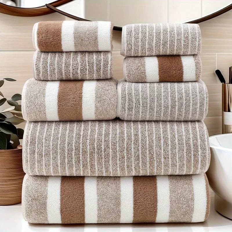Ensemble de 8 serviettes, 2 serviettes de bain et 2 serviettes à main, 4 serviettes pour le visage. Pour les spas, les salles de sport, les hôtels, le camping et les activités de plein air. Séchage rapide. – photo 4