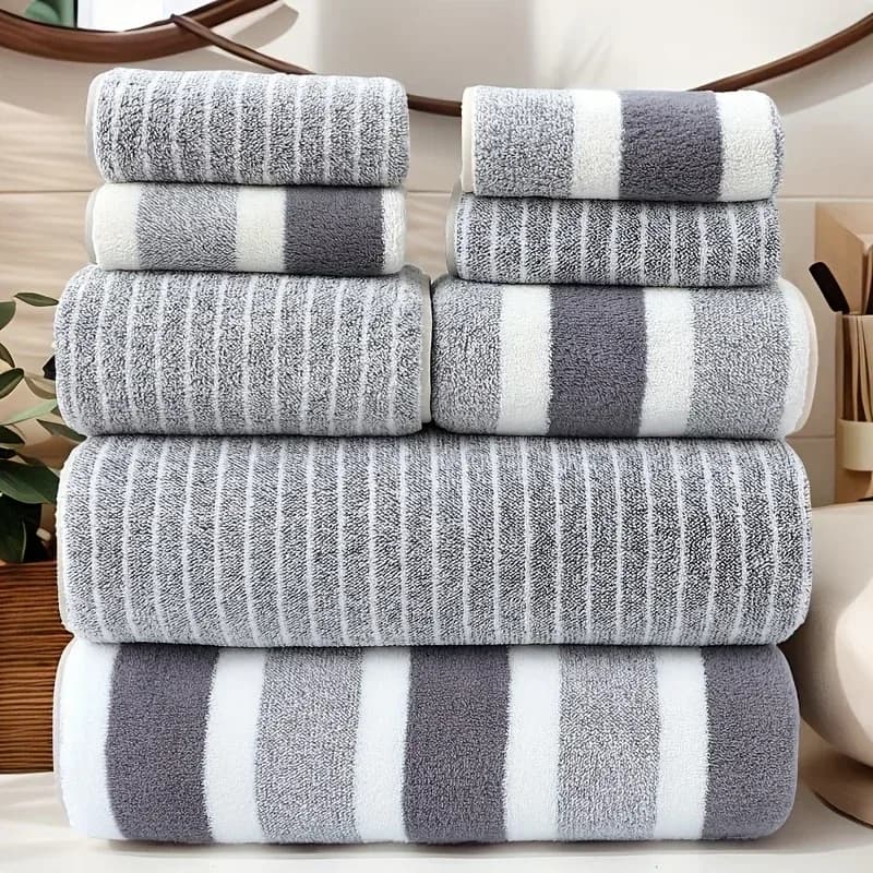 Ensemble de 8 serviettes, 2 serviettes de bain et 2 serviettes à main, 4 serviettes pour le visage. Pour les spas, les salles de sport, les hôtels, le camping et les activités de plein air. Séchage rapide. – photo 3