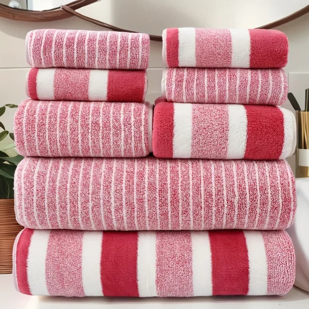 Ensemble de 8 serviettes, 2 serviettes de bain et 2 serviettes à main, 4 serviettes pour le visage. Pour les spas, les salles de sport, les hôtels, le camping et les activités de plein air. Séchage rapide. – photo 2