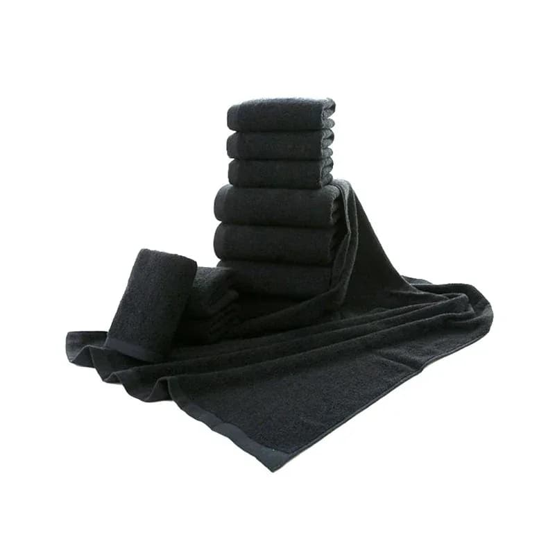 Lot de 5 serviettes de bain noires 100 % coton, grandes serviettes de plage pour hommes, sans décoloration, pour hôtel, cadeau d'entreprise, livraison directe disponible – photo 5