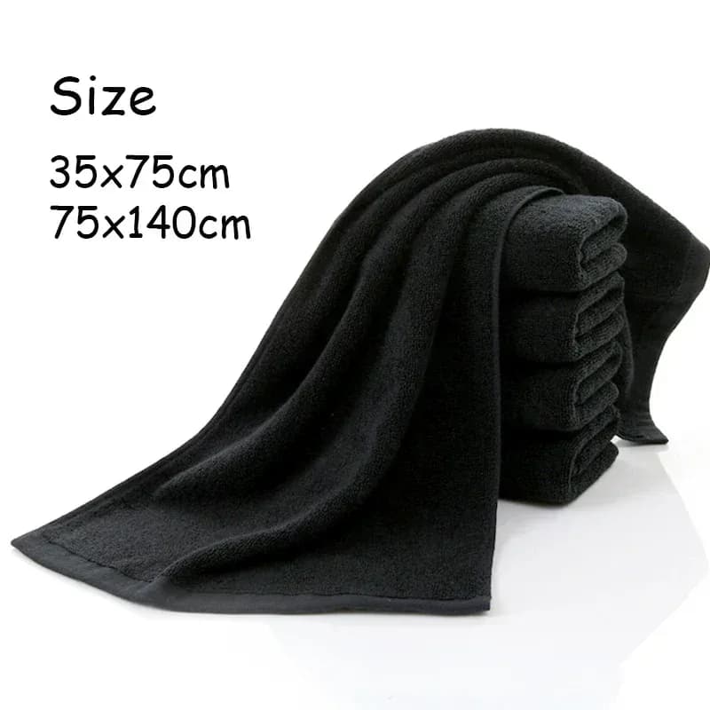 Lot de 5 serviettes de bain noires 100 % coton, grandes serviettes de plage pour hommes, sans décoloration, pour hôtel, cadeau d'entreprise, livraison directe disponible – photo 4