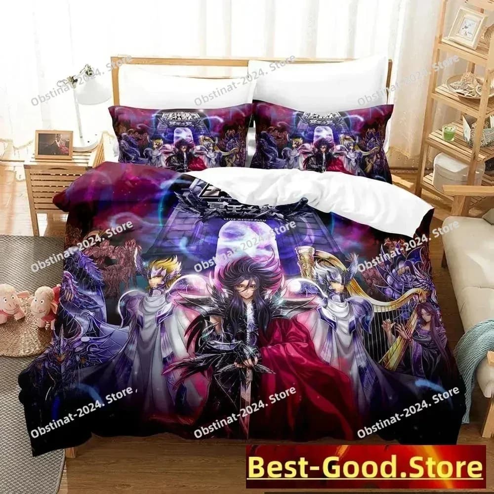 Ensemble de literie 3D Saint Seiya, ensemble de couvre-lit imprimé avec taie d'oreiller, housse de couette, tailles simple, double, Queen, Super King, pour garçons et adultes – photo 2