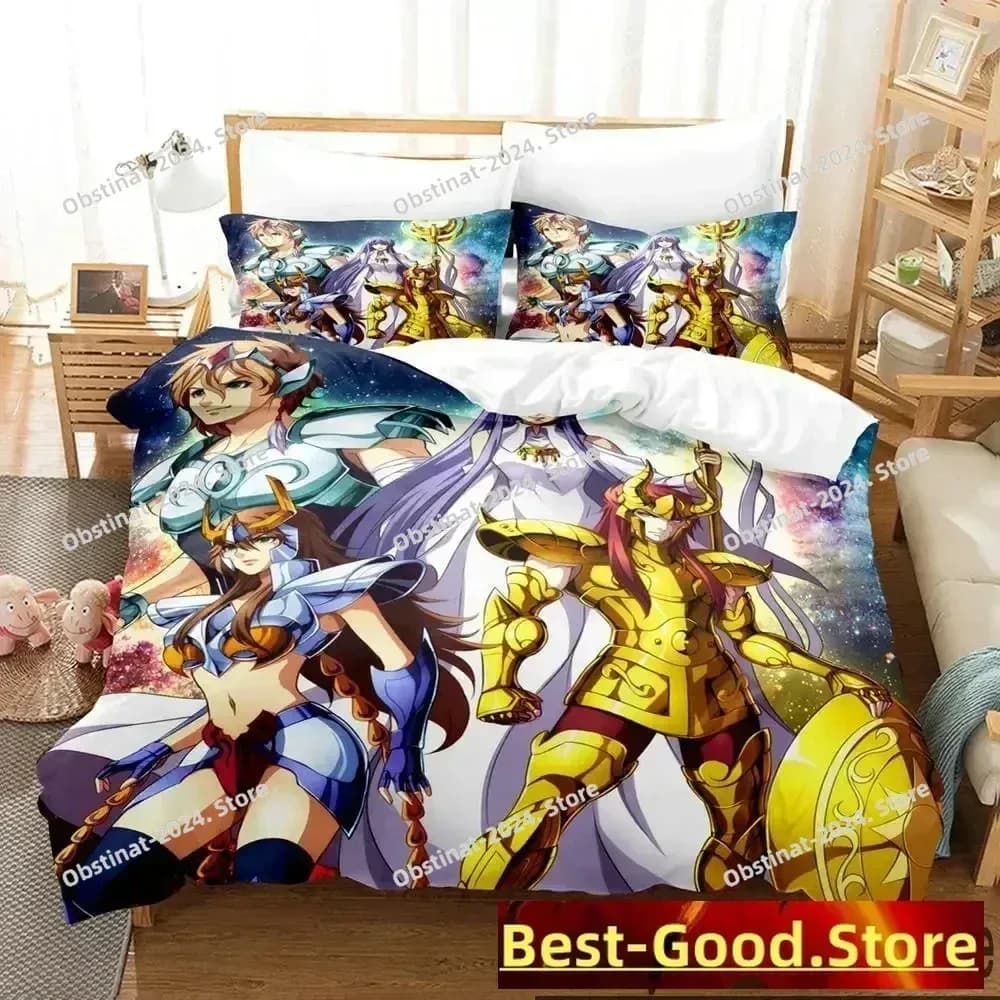 Ensemble de literie 3D Saint Seiya, ensemble de couvre-lit imprimé avec taie d'oreiller, housse de couette, tailles simple, double, Queen, Super King, pour garçons et adultes – photo 5