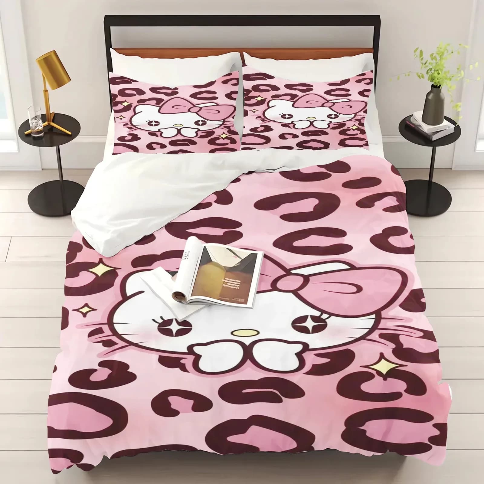 Parure de lit imprimée Hello Kitty, housse de couette, cadeaux de noël, dessin animé Comforte avec taie d'oreiller – photo 5