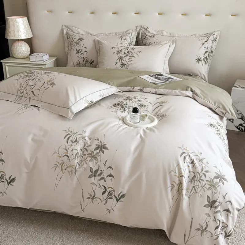 Nouvel ensemble de literie en coton égyptien 3 pièces, design imprimé de haute qualité, comprenant 1 housse de couette et 2 taies d'oreiller, doux, plusieurs tailles disponibles – photo 2