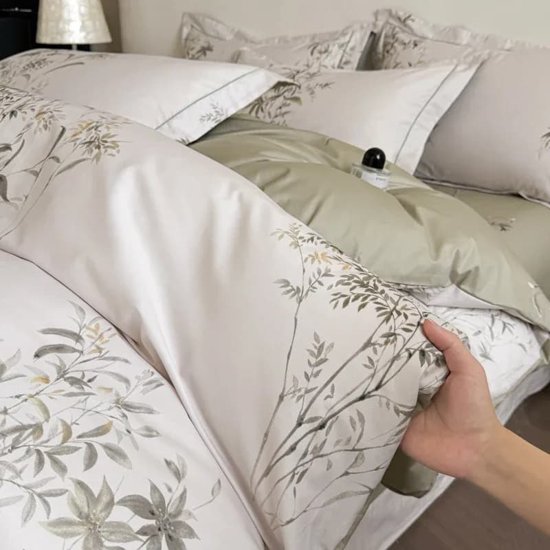 Nouvel ensemble de literie en coton égyptien 3 pièces, design imprimé de haute qualité, comprenant 1 housse de couette et 2 taies d'oreiller, doux, plusieurs tailles disponibles – photo 3