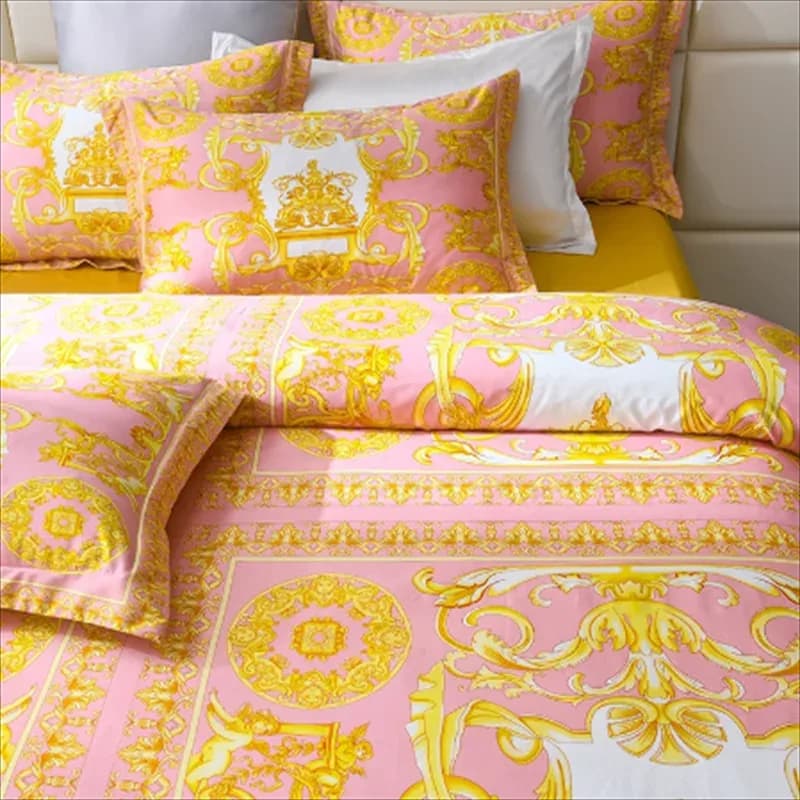 Ensemble de literie en tissu de coton à impression numérique, style moderne de luxe, housse de athlon, drap-housse en lin, taies d'oreiller, textile de maison – photo 2