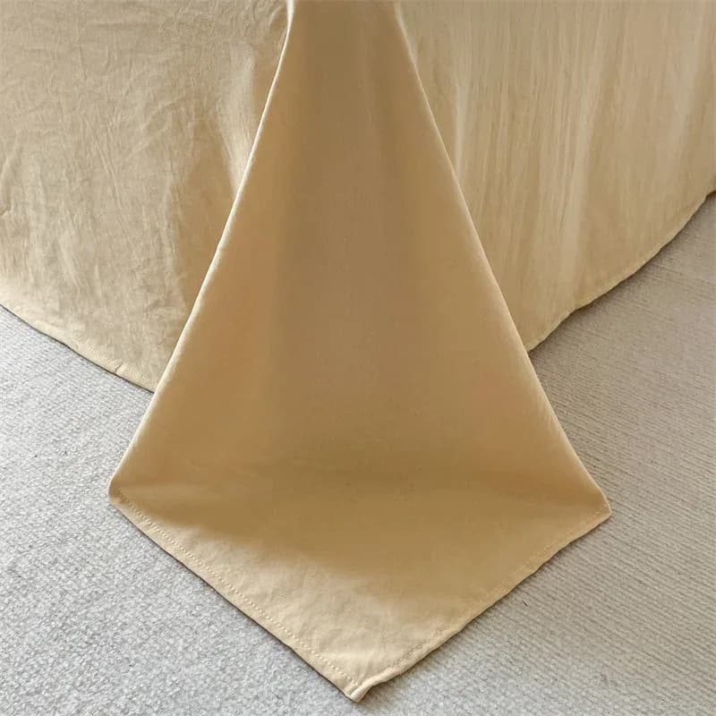 Ensemble de couette rayée en crêpe Double fil de coton lavé, taie d'oreiller 3-4 avec drap, housse de literie, fournitures 200x230 220x240, respectueuses de la peau – photo 4