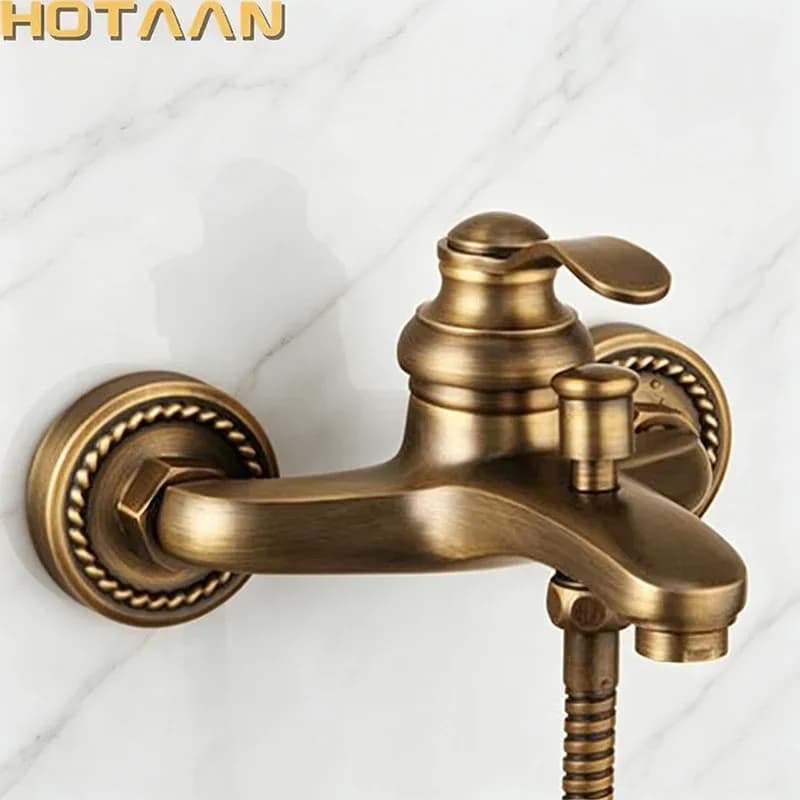 HOBath mural en laiton antique tenu dans la main Kit de pommeau de douche Ensembles de douche YT-5340 – photo 5