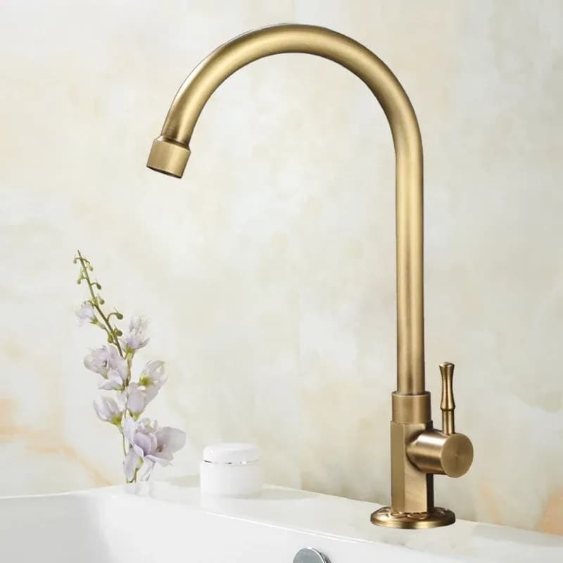 Robinet froid antique d'extérieur en laiton, antigel, lavabo vintage, vadrouille de patio, évier à ouverture rapide, robinet à double usage – photo 4