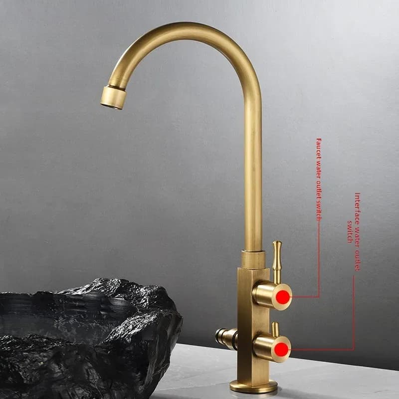 Robinet froid antique d'extérieur en laiton, antigel, lavabo vintage, vadrouille de patio, évier à ouverture rapide, robinet à double usage – photo 2