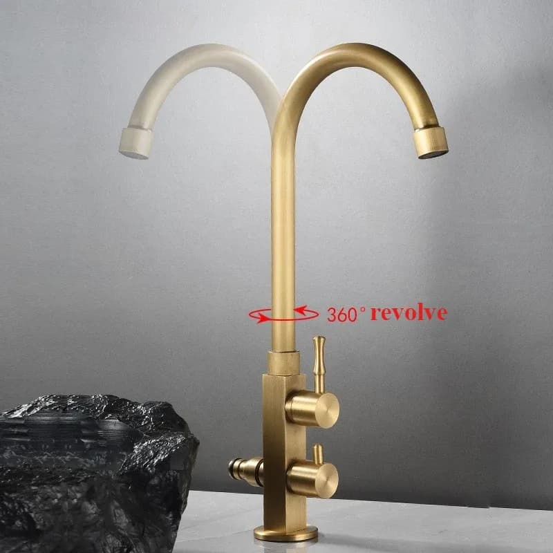 Robinet froid antique d'extérieur en laiton, antigel, lavabo vintage, vadrouille de patio, évier à ouverture rapide, robinet à double usage – photo 3